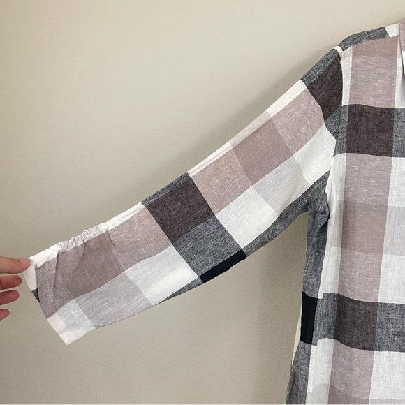 NWT Soft Surroundings Linen Blend Plaid Button Up Tunic Top Size Large - Picture 4 of 11